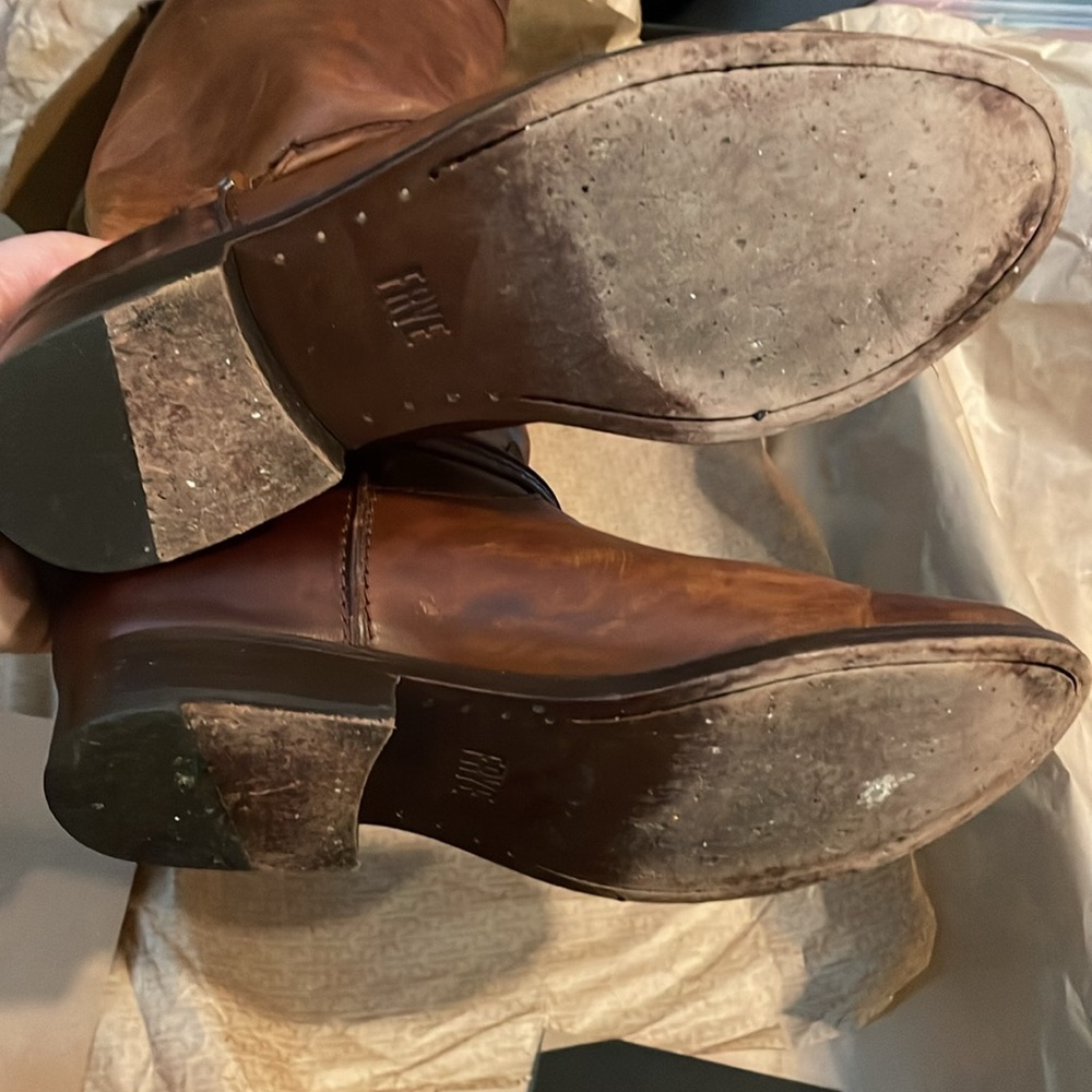EUC Frye Melissa Seam Tall Boots Cognac Leather size 8B - Picture 8 of 10